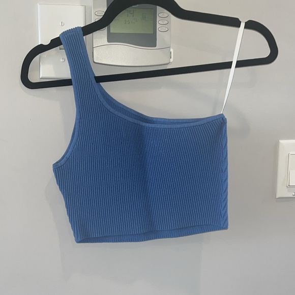 Babaton Sculpt One-Shoulder Ribbed Top Blue - Picture 5 of 9